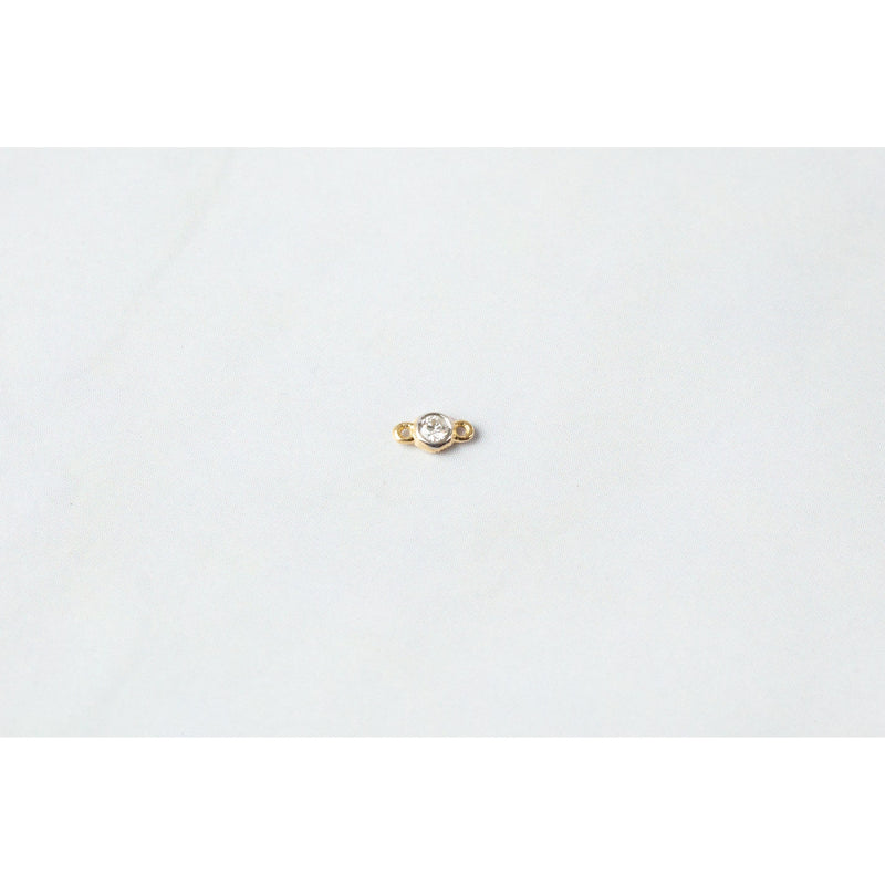 Load image into Gallery viewer, Yellow Gold  Diamond  charm  Bezel Connector  2 ring  14k Gold  14k
