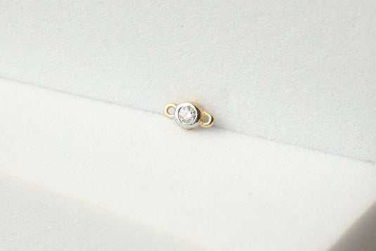 Diamond Bezel-Set Connector - 14K Solid Gold (Yellow)