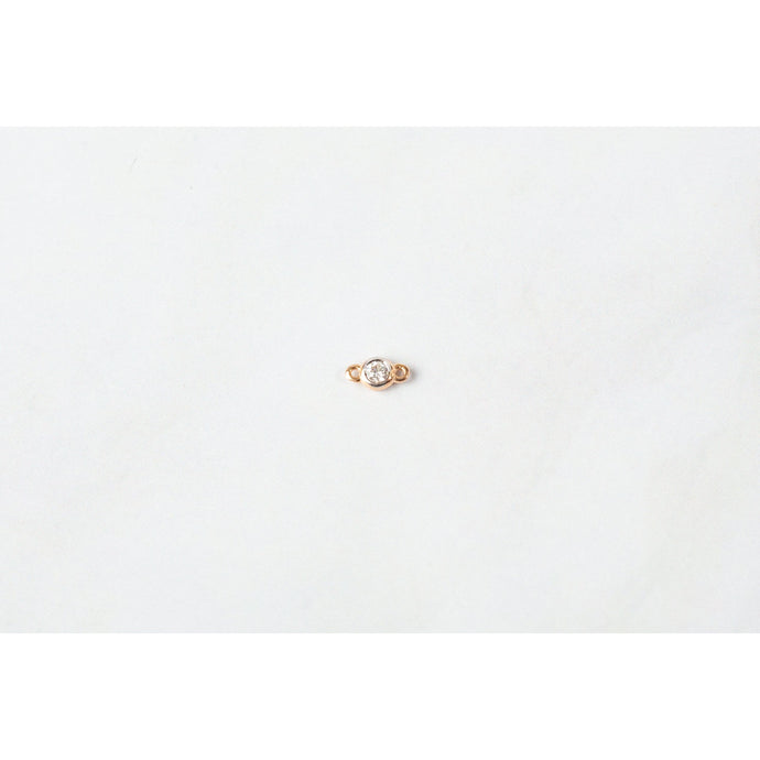 Rose Gold  Diamond  charm  Bezel Connector  2 ring  14k Gold  14k