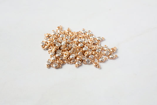 2.5x4.5mm 14K Gold Rose Diamond 2 Ring Bezel-Set Connector
