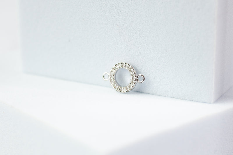 Load image into Gallery viewer, Diamond Circle Connector - 14K Solid Gold (White)
