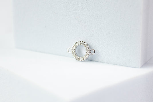 Diamond Circle Connector - 14K Solid Gold (White)