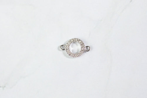 Diamond Circle Connector - 14K Solid Gold (White)