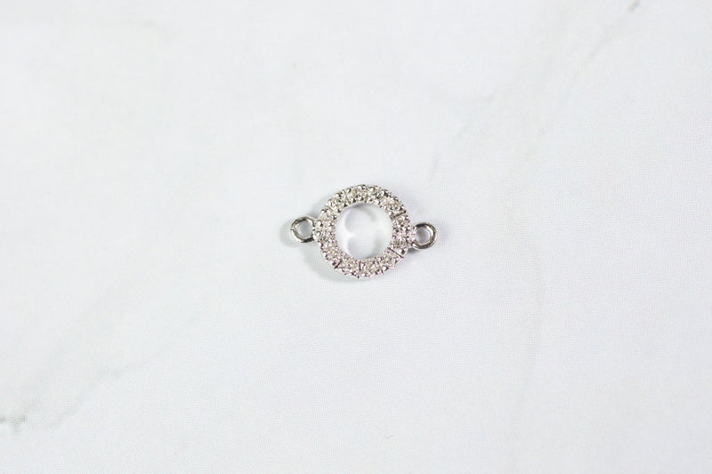 Load image into Gallery viewer, Diamond Circle Connector - 14K Solid Gold (White)
