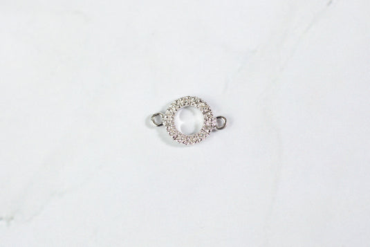 Diamond Circle Connector - 14K Solid Gold (White)