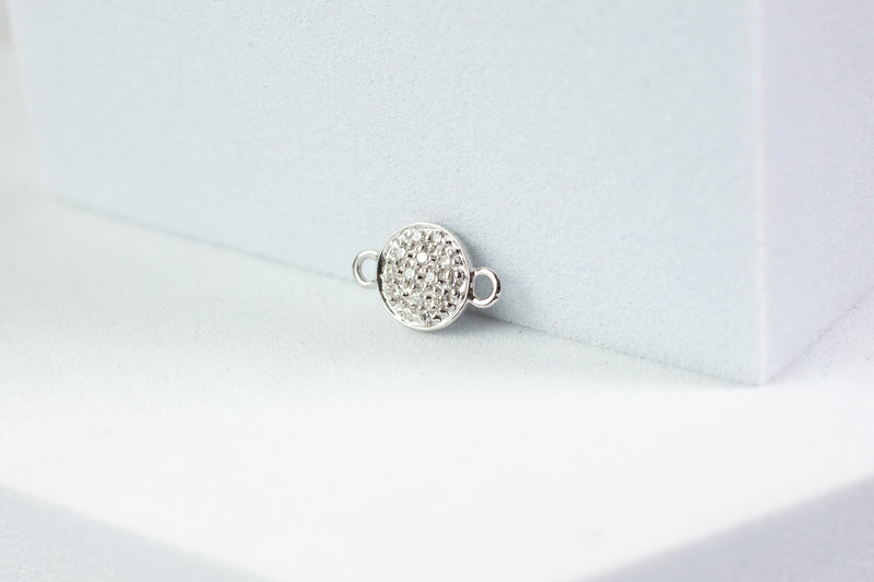 Load image into Gallery viewer, Diamond Circle Disc Connector - 14K Solid Gold (White)
