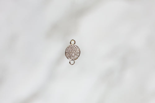 Diamond Circle Disc Connector - 14K Solid Gold (White)