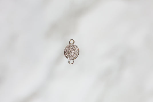 Diamond Circle Disc Connector - 14K Solid Gold (White)