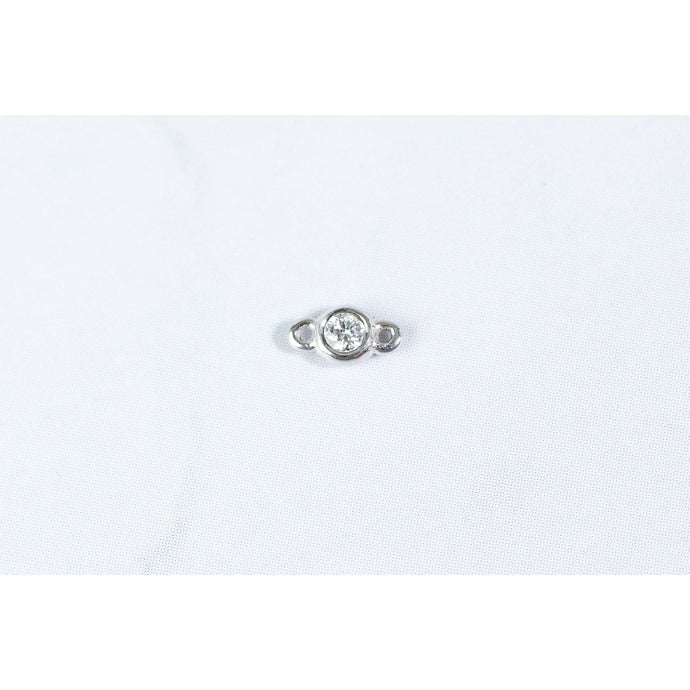 White Gold  White  Diamond  charm  Bezel Connector  2 ring  14k Gold  14k