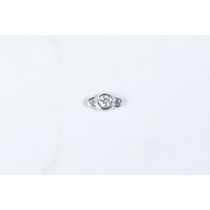 Load image into Gallery viewer, White Gold  White  Diamond  charm  Bezel Connector  2 ring  14k Gold  14k
