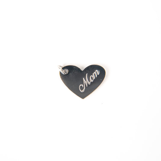 Mom Heart Charm - Stainless Steel