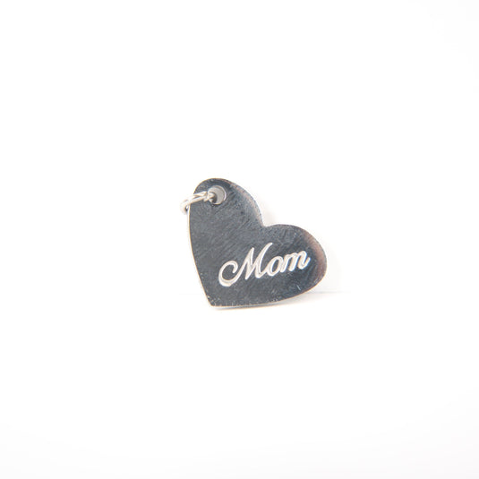 Mom Heart Charm - Stainless Steel