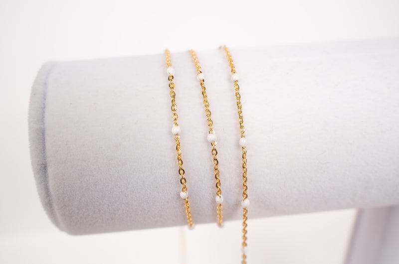 Load image into Gallery viewer, Pebbles  - 14K Gold Filled Enamel (White)
