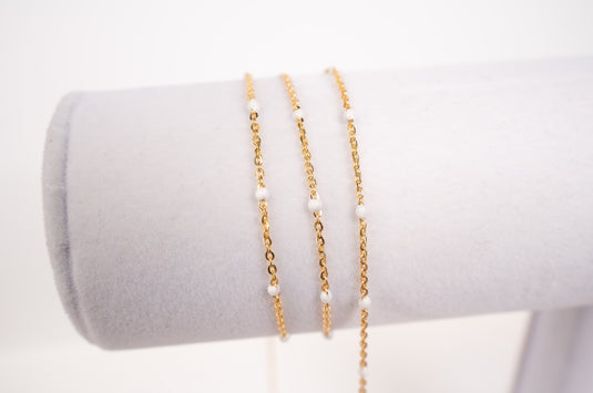Pebbles  - 14K Gold Filled Enamel (White)