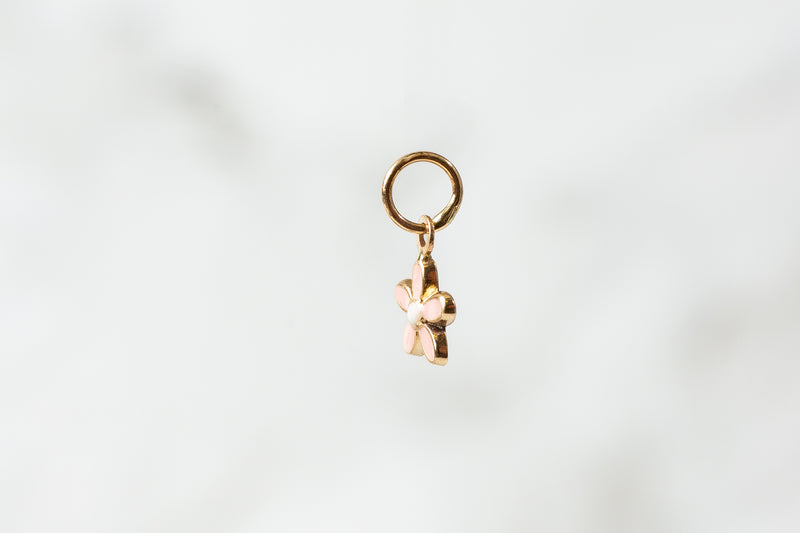 Load image into Gallery viewer, Cherry Blossom Enamel Charm - 14K Solid Gold (Yellow)
