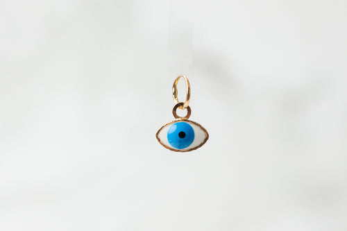 Evil Eye Enamel Charm - 14K Solid Gold (Yellow)