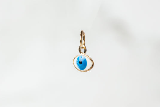 Evil Eye Enamel Charm - 14K Solid Gold (Yellow)