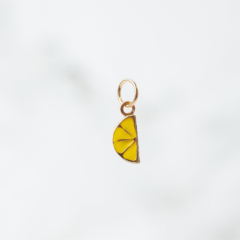 Load image into Gallery viewer, Lemon Slice Enamel Charm - 14K Solid Gold (Yellow)
