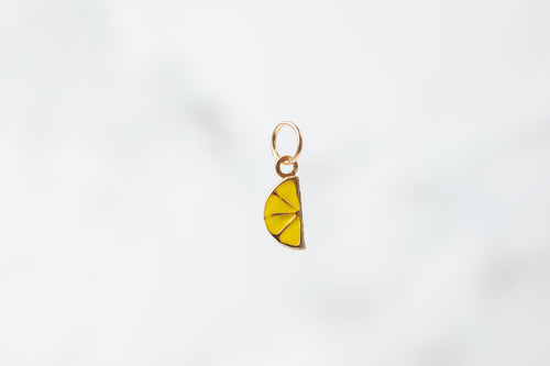 Lemon Slice Enamel Charm - 14K Solid Gold (Yellow)