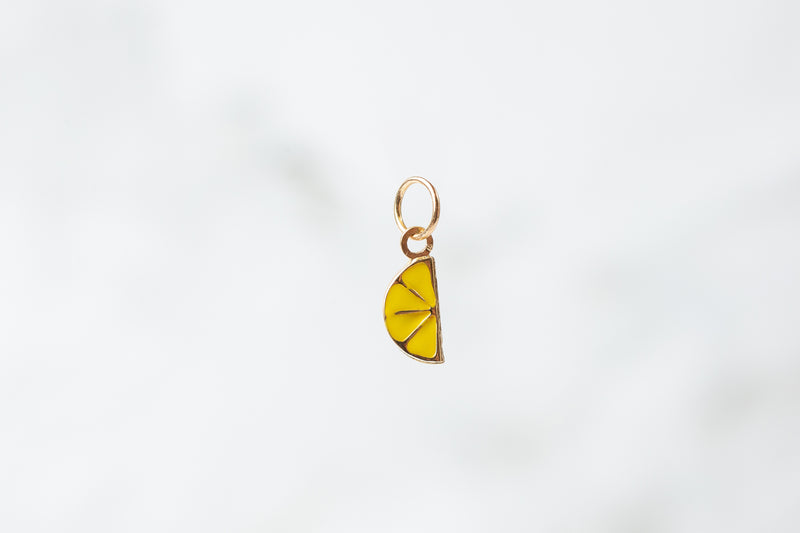 Load image into Gallery viewer, Lemon Slice Enamel Charm - 14K Solid Gold (Yellow)
