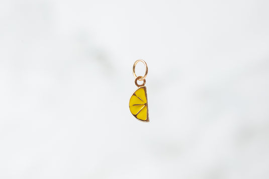 Lemon Slice Enamel Charm - 14K Solid Gold (Yellow)