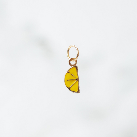 Lemon Slice Enamel Charm - 14K Solid Gold (Yellow)