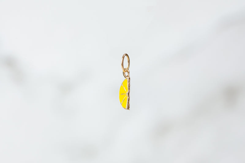 Load image into Gallery viewer, Lemon Slice Enamel Charm - 14K Solid Gold (Yellow)
