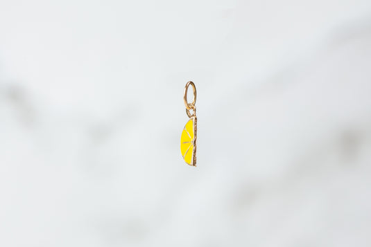 Lemon Slice Enamel Charm - 14K Solid Gold (Yellow)