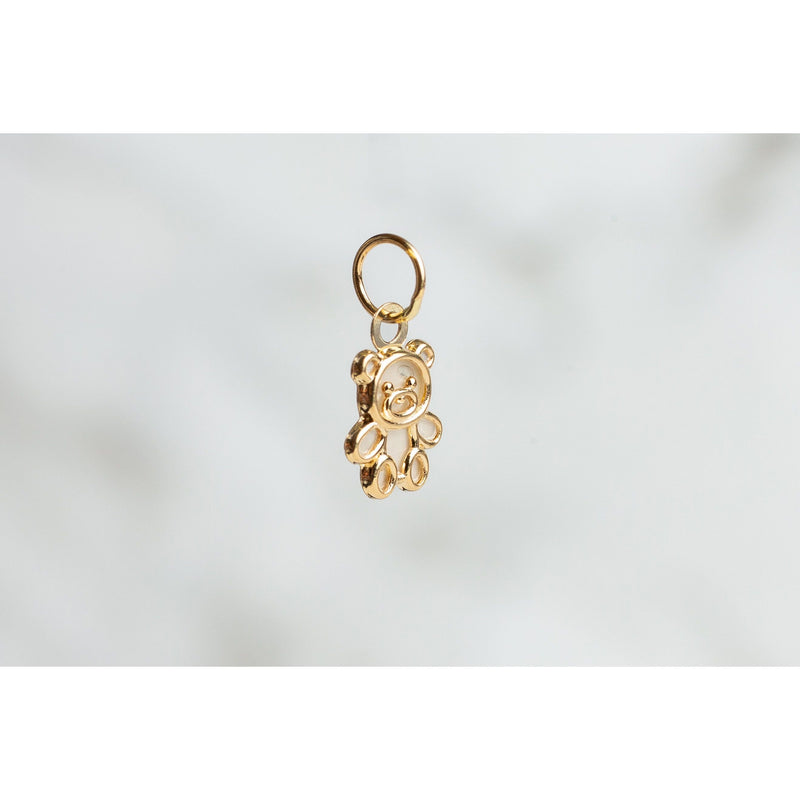 Load image into Gallery viewer, Mother of Pearl Teddy Bear Charm - 14k Gold
