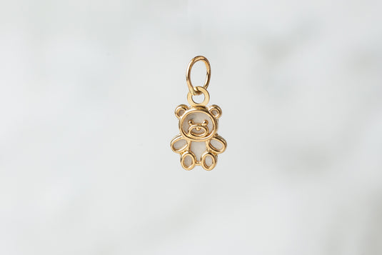 Teddy Bear Charm - 14K Solid Gold (Yellow)