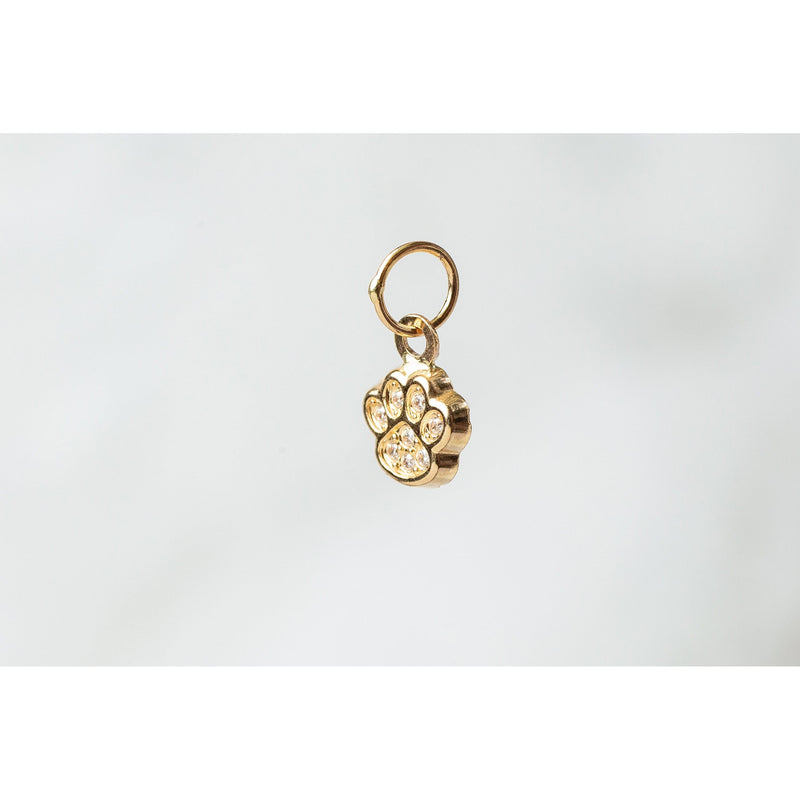 Load image into Gallery viewer, CZ Paw Charm - 14K Solid Gold (Yellow)
