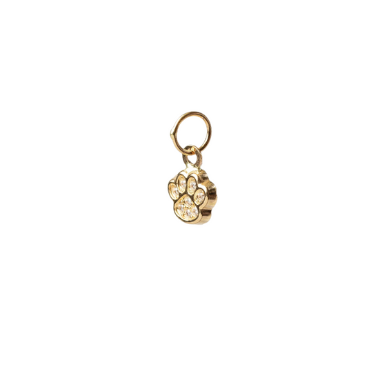 CZ Paw Charm - 14K Solid Gold (Yellow)