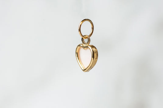 Mother of Pearl Heart Charm - 14K Solid Gold (Yellow)