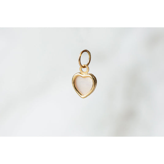Yellow Gold  Mother of Pearl  heart  Gold  charm  14k Gold
