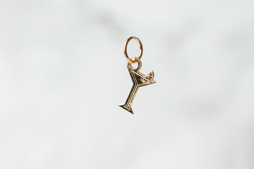 Martini Glass Charm - 14K Solid Gold (Yellow)