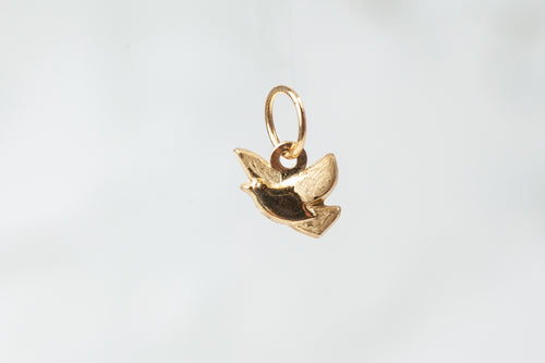 Dove Bird Charm - 14K Solid Gold (Yellow)