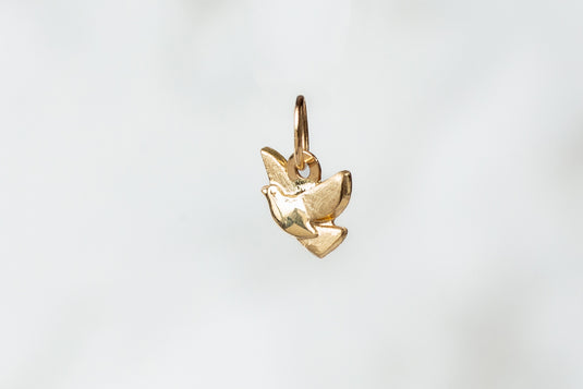 Dove Bird Charm - 14K Solid Gold (Yellow)