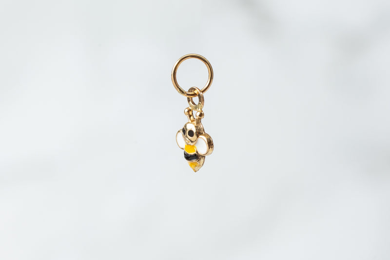 Load image into Gallery viewer, Bee Enamel Charm - 14K Solid Gold (Yellow)
