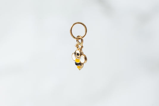 Bee Enamel Charm - 14K Solid Gold (Yellow)