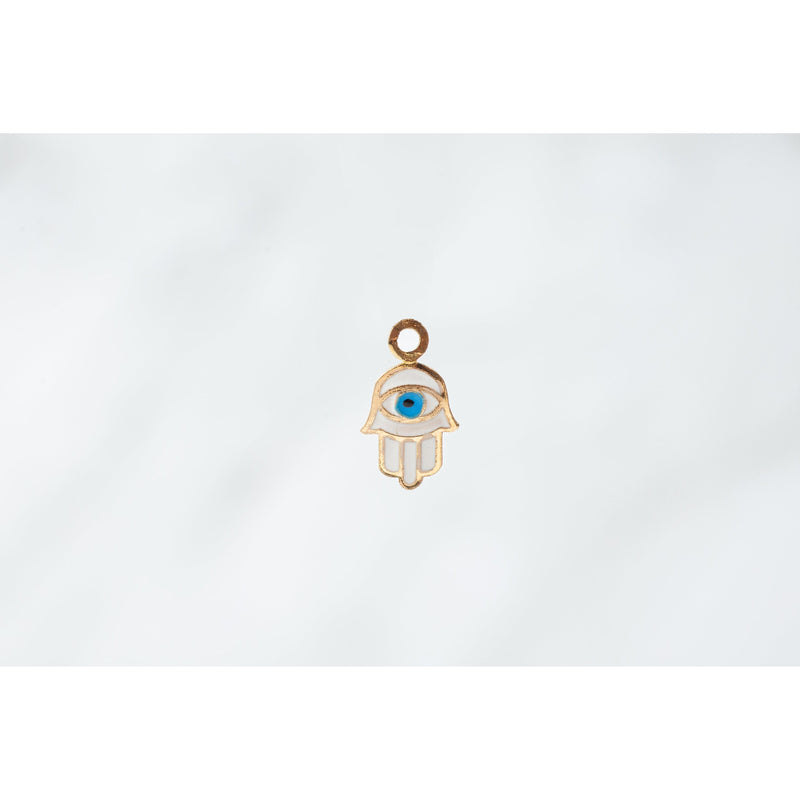 Load image into Gallery viewer, hand/eye  Gold  charm  blue &amp; white  14k Gold
