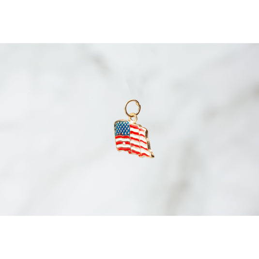 USA Flag Charm - 14K Gold