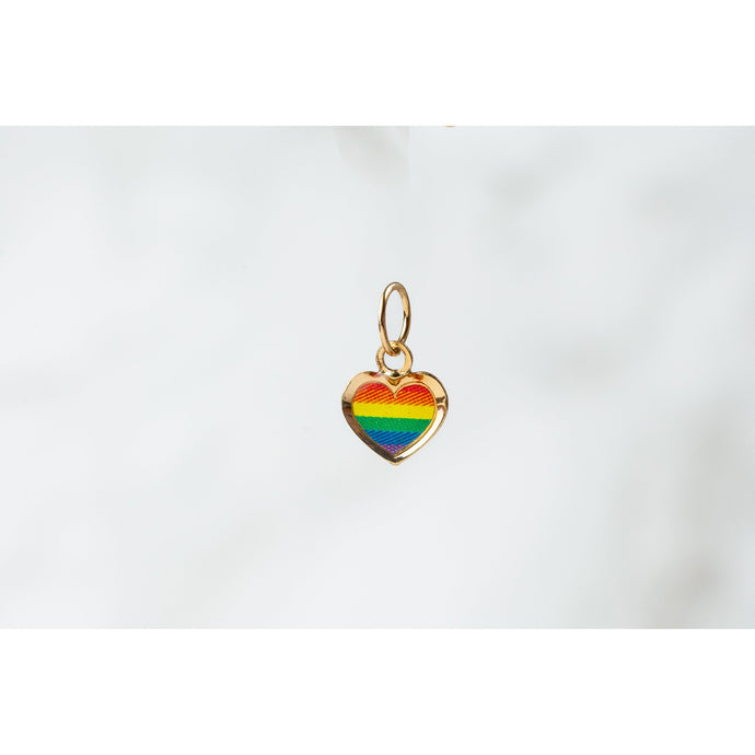 Yellow Gold  Rainbow  heart  Gold  charm  14k Gold