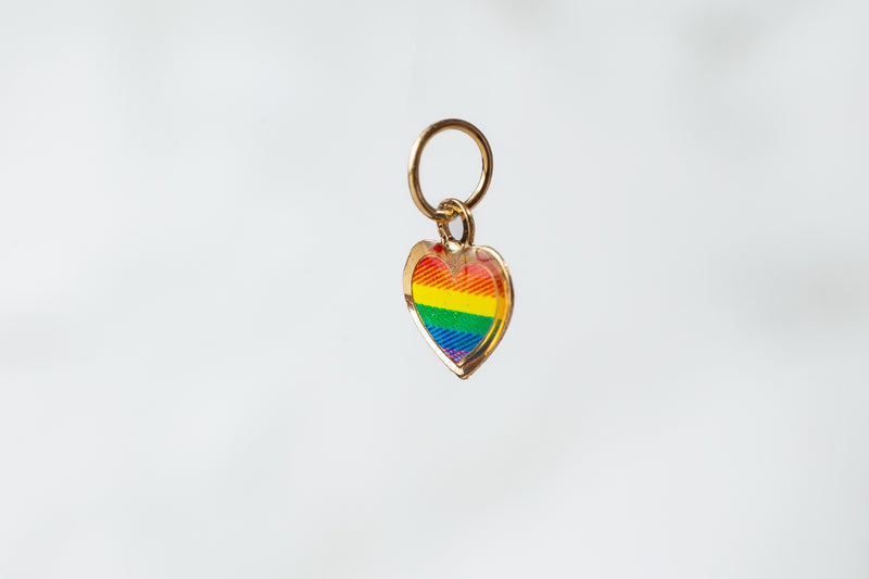 Cargue la imagen en el visor de la galería, Dije de orgullo con corazón arcoíris - Oro macizo de 14 quilates (amarillo) 
