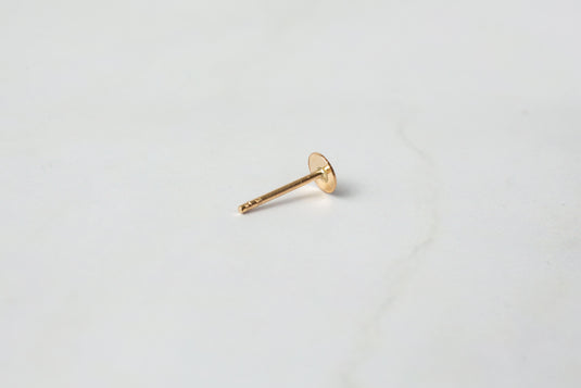Flat Round Circle Disc Stud Earring - 14K Solid Gold (Yellow)
