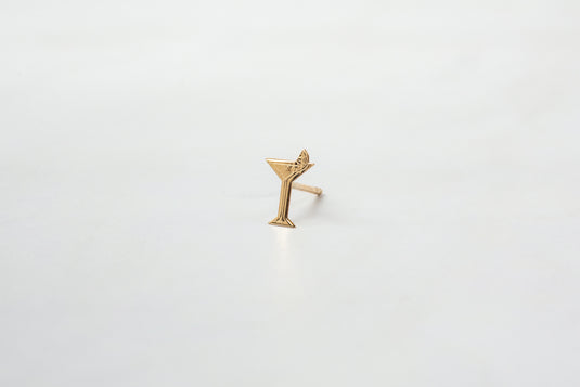 Martini Glass Earring - 14K Solid Gold (Yellow)