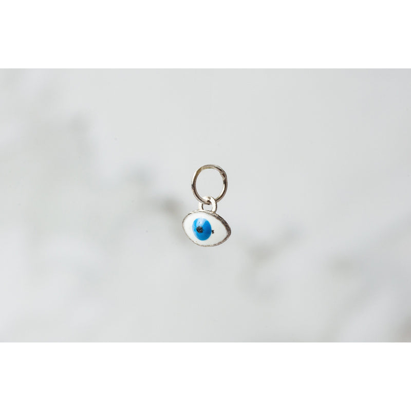Load image into Gallery viewer, White Gold  Gold  evil eye  charm  14k Gold

