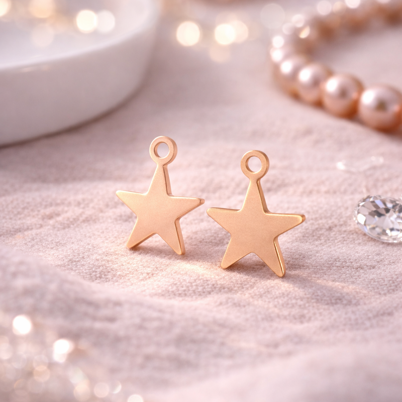 Load image into Gallery viewer, Flat Plain Star Charm - 14K Gold Filled (Rose)
