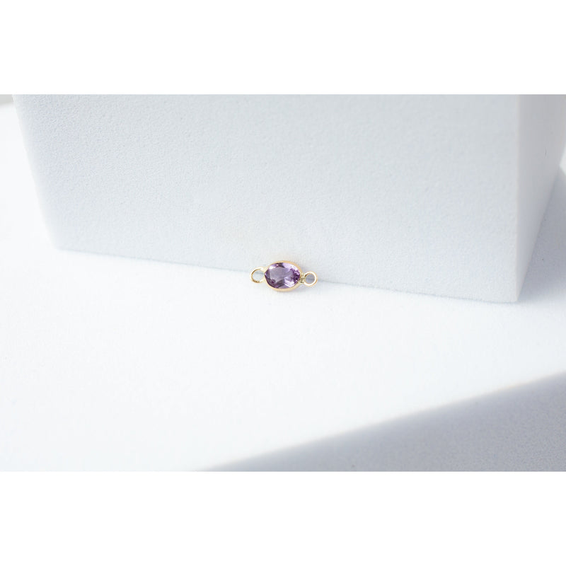Load image into Gallery viewer, Yellow Gold  stone  purple  oval  Gold  gemstone  charm  amethyst  14k Gold  14k

