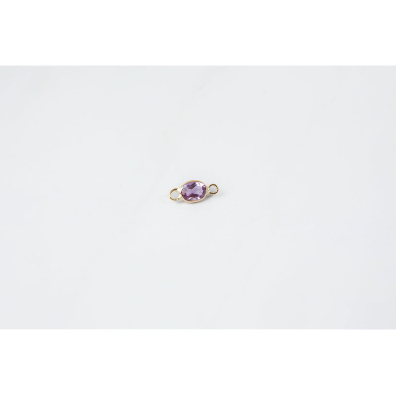 Load image into Gallery viewer, Oval Amethyst 3x4mm 14K Gold Bezel Set 2 Ring Gemstone Connector
