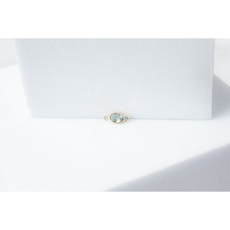 Load image into Gallery viewer, Yellow Gold  stone  oval  Gold  gemstone  charm  Blue Topaz  blue  14k Gold  14k

